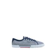 Heren Grijze Canvas Sneakers Blauwe Details Pepe Jeans , Gray , Heren