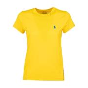 Vintage Katoenen Logo T-Shirt Polo Ralph Lauren , Yellow , Dames