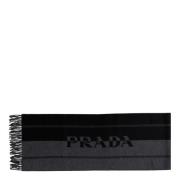 Zwart en grijs logo jacquard sjaal Prada , Multicolor , Heren