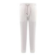 Witte katoenen broek elastische tailleband Brunello Cucinelli , White ...
