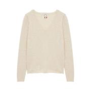 Beige V-hals Trui Linnen/Wol Mix Ines De La Fressange Paris , Beige , ...