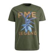 Denim Artwork T-Shirt Ronde Hals PME Legend , Green , Heren