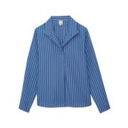 Blauwe Linnen Katoenen Oversized Shirt Ines De La Fressange Paris , Bl...