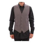 Gray Cotton Slim Fit Button Front Dress Vest Dolce & Gabbana , Gray , ...
