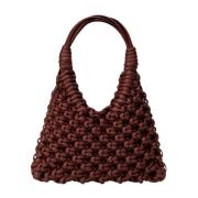 Handgeweven Leren Tas Bruin Hibourama , Brown , Dames