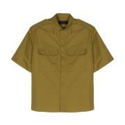 Khaki Poplin Textuur Klassieke Kraag Shirt Neil Barrett , Green , Here...