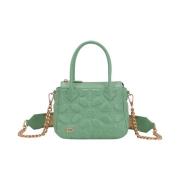 Groene Leren Handtas met Kettingriem La Carrie , Green , Dames