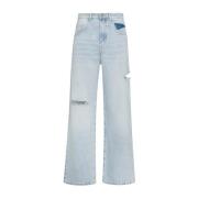 Poppy Katoen Ripped Jeans Icon Denim , Blue , Dames