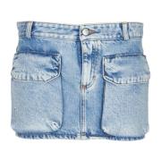 Lichtblauwe Denim Rok met Zakken Icon Denim , Blue , Dames