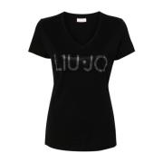 Zwarte Jersey Logo T-shirts Polos Liu Jo , Black , Dames