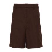 Bruine Katoenmix Stretch Shorts Valentino Garavani , Brown , Heren