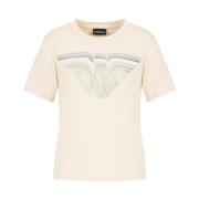 Casual Katoenen T-Shirt Emporio Armani , Beige , Dames