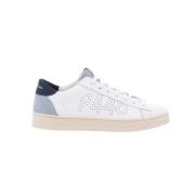 Witte en blauwe textuur lage sneakers Jack P448 , White , Heren