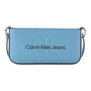 Schoudertas van imitatieleer met reliëflogo Calvin Klein Jeans , Blue ...