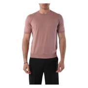 Zijden T-shirt met ronde hals Tagliatore , Pink , Heren