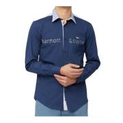 Blauw Katoen Logo Shirt Harmont & Blaine , Blue , Heren
