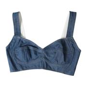 Blauwe Elegante Bustier Crop Top Dolce & Gabbana , Blue , Dames