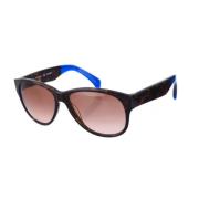 Ovale Acetaat Zonnebril Havana-Blauw Jil Sander , Brown , Dames