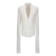 Casual Open Collar Overhemd Coperni , White , Dames