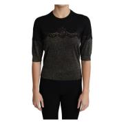 Glanzende Kant Pullover Top Dolce & Gabbana , Black , Dames