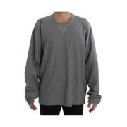 Zijden Grijze Crewneck Sweater Dolce & Gabbana , Gray , Heren