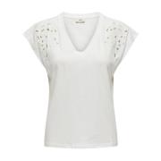 Casual Katoenen T-Shirt voor Vrouwen Jacqueline de Yong , White , Dame...