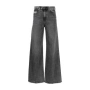 Grijze Wide Leg Jeans Diesel , Gray , Dames