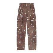 Zijden Print Broek Cortana , Brown , Dames