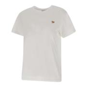 Witte Katoenen T-shirt met Fox Logo Maison Kitsuné , White , Dames