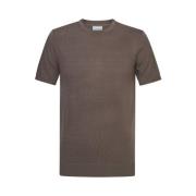 Bruine Gebreide Korte Mouw T-Shirt Profuomo , Brown , Heren
