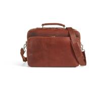 Bruin Leren Laptop Zakelijke Tas Howard London , Brown , Heren