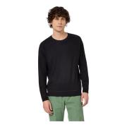 Katoen Kasjmier Crewneck Sweater Massimo Alba , Black , Heren