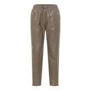 Stijlvolle Lederen Broek Carlo Colucci , Brown , Dames