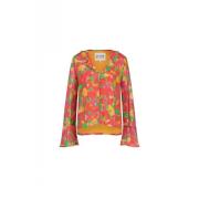 Bloemen V-hals Blouse met Ruches Fabienne Chapot , Red , Dames