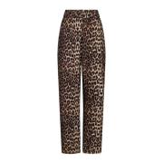 Luipaardprint Hoge Taille Wijde Pijpen Broek Neo Noir , Brown , Dames