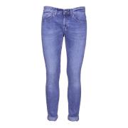 Blauwe Denim Jeans met Logodetail Dondup , Blue , Heren