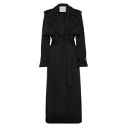 Klassieke Trenchcoat met Brede Revers MVP wardrobe , Black , Dames