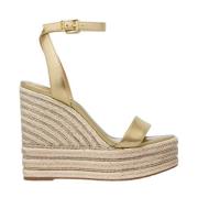 Pale Gold Wedge Sneakers Leighton Style Michael Kors , Yellow , Dames