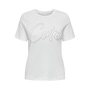 Casual Katoenen T-shirt Only , White , Dames