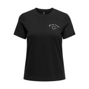 Casual Katoenen T-shirt Only , Black , Dames