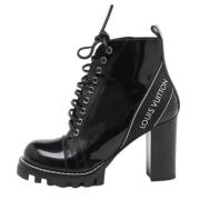 Pre-owned Leather boots Louis Vuitton Vintage , Black , Dames