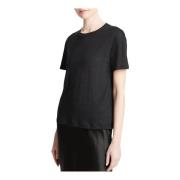 Zwart Linnen Crew Neck Shirt Vince , Black , Dames