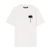 Logo Print Crew Neck T-shirt Palm Angels , White , Heren