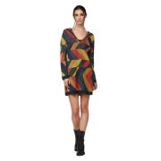 Geometrische Hooded Gebreide Jurk Twinset , Multicolor , Dames