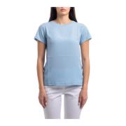 Zijde en Jersey Crewneck T-shirt Seventy , Blue , Dames