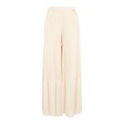 Witte Georgette Wijde Broek Twinset , Beige , Dames