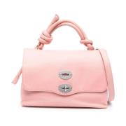 Roze Leren Handtas met Knoopdetail Zanellato , Pink , Dames