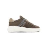 Blauwe Suède Sneakers met Grijze H-Detail Hogan , Brown , Heren