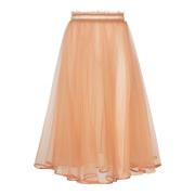 Roze Gouden Tule Rok Hoge Taille Elisabetta Franchi , Beige , Dames