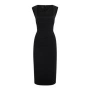 Vierkante Hals Midi Jurk Zwart Pinko , Black , Dames